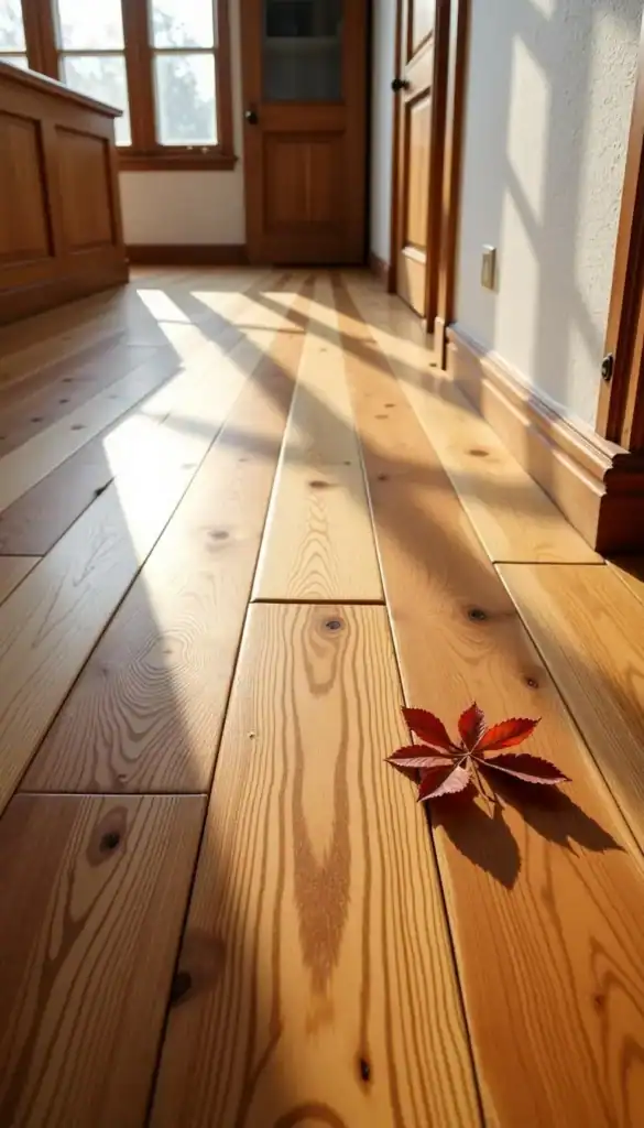 sunlit wooden floor